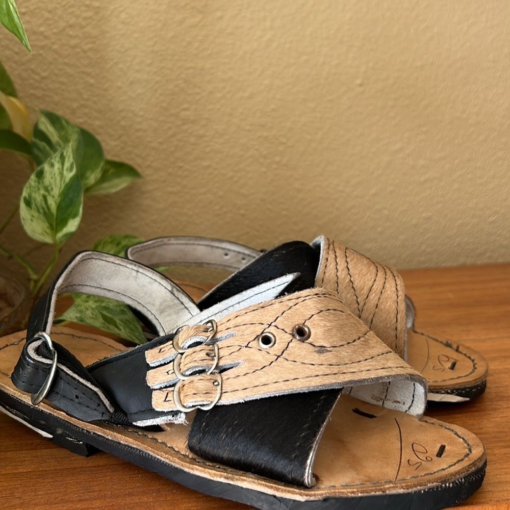 Tire sandals shoes Handmade leather and pony hair - Picture 2 of 16